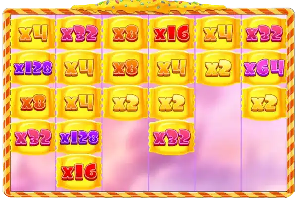 Sweet Rush Bonanza Multiplikator-Feld bis x128 im Freispiele-Bonus